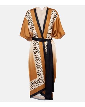 Max Mara Cover-Up Dany De Saten Estampado - Metálico