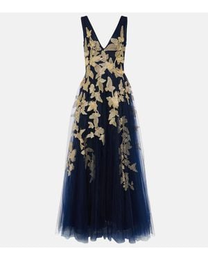 Costarellos Arcangela Applique Tulle Gown - Blue