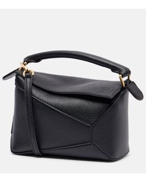 Loewe Puzzle Edge Mini Leather Tote Bag - Black
