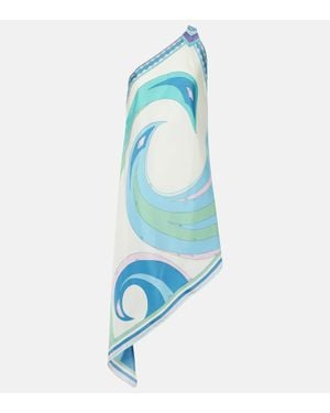 Emilio Pucci Abito corto monospalla Cigni in seta - Blu