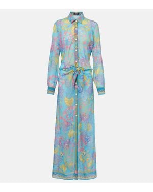 Versace Printed Crepe Shirt Dress in White | Lyst