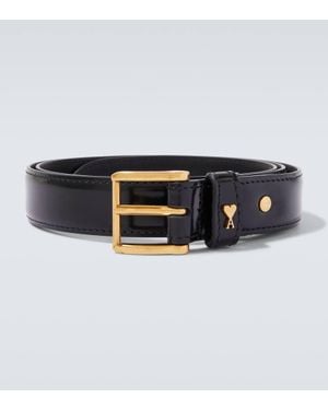 Ami Paris Paris Paris Leather Belt - Black