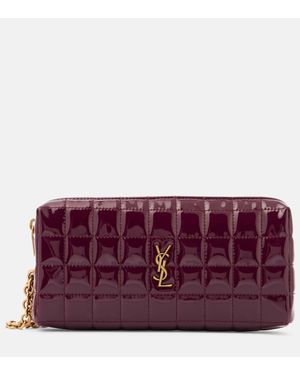 Saint Laurent Cassandre Matelasse Faux Leather Pouch - Purple