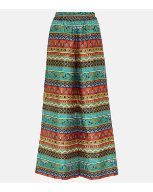 La DoubleJ Bedruckte Palazzo-Hose Aus Seide - Grün