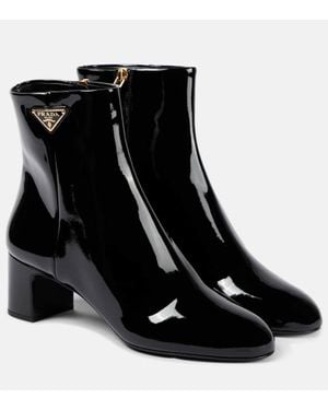 Prada Leather Ankle Boots - Black