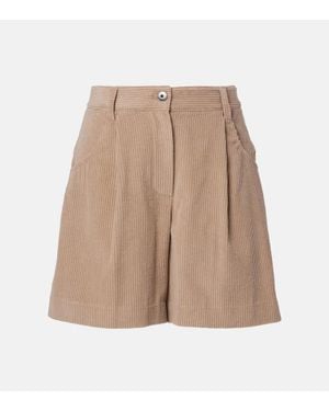 Brunello Cucinelli High-Rise Shorts Aus Baumwoll-Cord - Natur
