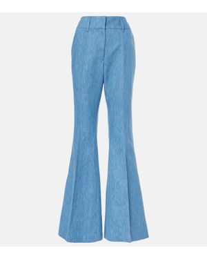 Gabriela Hearst High-Rise Linen-Blend Flared Pants - Blue