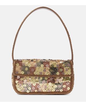 STAUD Sequined Glass Beads Mini Top-Handle Bag - Metallic