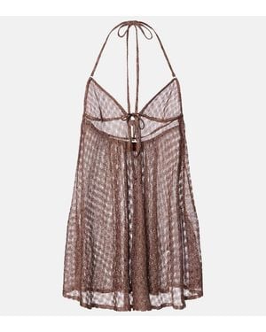 Missoni Open-Knit Halterneck Lame Beach Cover-Up - Brown