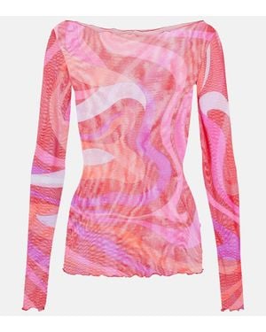Emilio Pucci Top Semitrasparente Marmo - Rosa