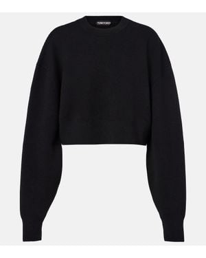 Tom Ford Cropped Wool And Cashmere-Blend Jumper - Black