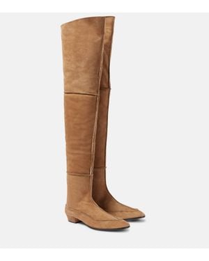 The Row Awar Suede Over-The-Knee Boots - Brown