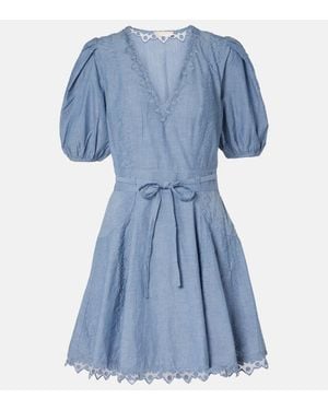 Ulla Johnson Camila Lace-Trimmed Cotton Minidress - Blue