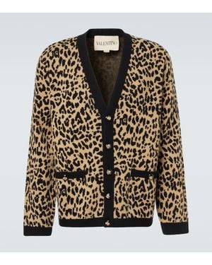 Valentino Jacquard Virgin Wool Cardigan - Black