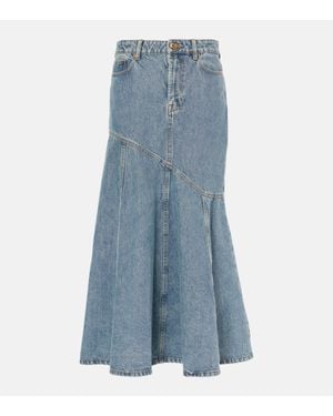 Zimmermann Illustration Denim Midi Skirt - Blue