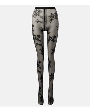 Valentino Floral Lace Tights in Purple | Lyst