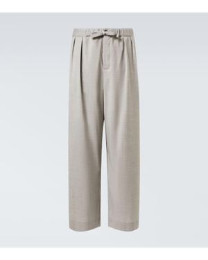Loewe Wool Wide-Leg Trousers - Grey