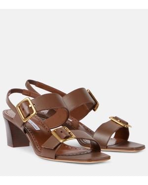 Manolo Blahnik Thalitsli Leather Sandals - Brown
