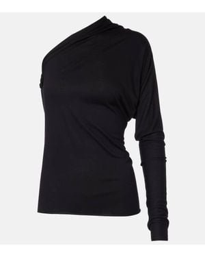 Rick Owens Diana One-Shoulder Jersey Top - Black