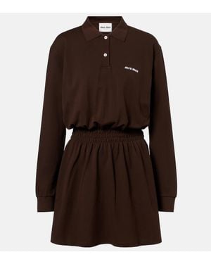Miu Miu Polokleid Aus Baumwolle - Braun