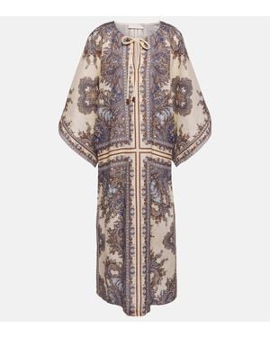 Zimmermann Ottie Paisley Linen Kaftan - Purple
