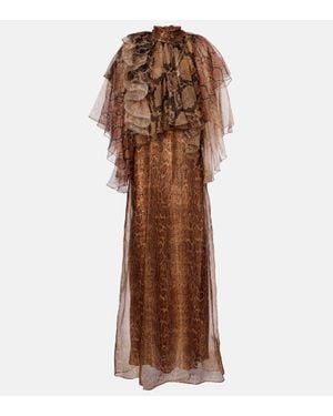 Zimmermann Robe Memento Aus Seide - Braun