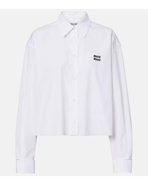 Miu Miu Cropped-Hemd Aus Baumwollpopeline - Weiß