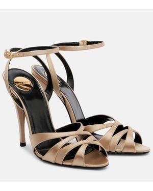 Saint Laurent Sandalen Chandelle 110 Aus Satin - Mettallic