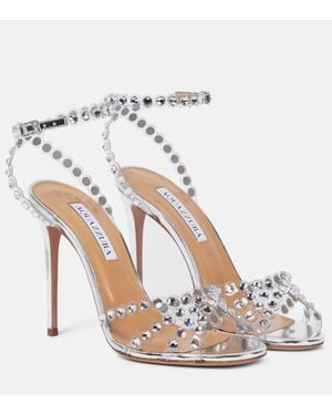 Aquazzura Studio Sandals With Crystals - Metallic