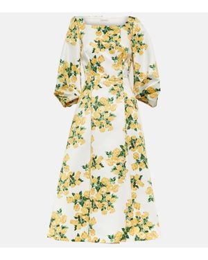 Emilia Wickstead Gabby midikleid aus faille mit floralem print - Mettallic