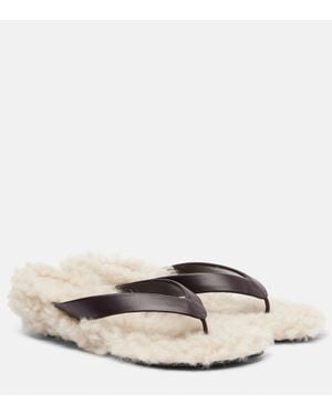 Le Monde Beryl Sandalen Aus Leder Mit Shearling - Braun