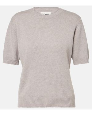 TOVE Lura Knitted Cashmere T-Shirt - Gray