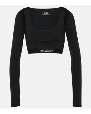 Off-White c/o Virgil Abloh Off- Logo Cutout Cropped Top - Black