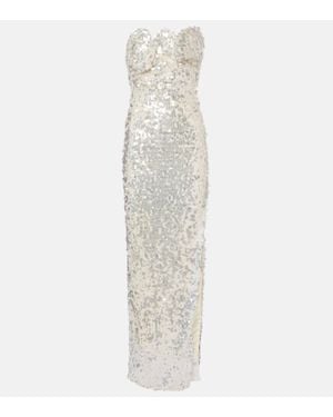 Christopher Esber Opaline Sequined Strapless Gown - White