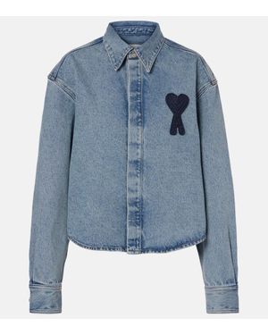 Ami Paris Camicia Di Jeans Ami De Cour Cropped - Blu