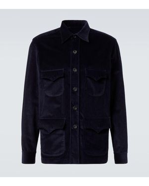 Rubinacci Chemise Western En Velours Cotele De Coton - Bleu