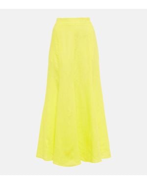 Gabriela Hearst Tate Linen Midi Skirt - Yellow