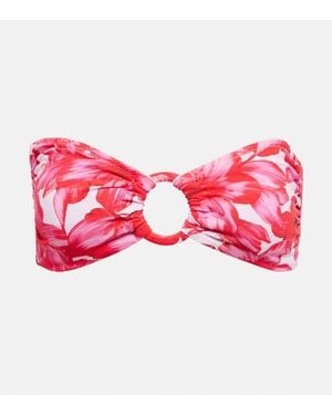 Alexandra Miro Carlotta Printed Bandeau Bikini Top - Red