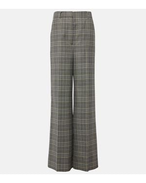 Stella McCartney Checked Wool Flared Trousers - Grey