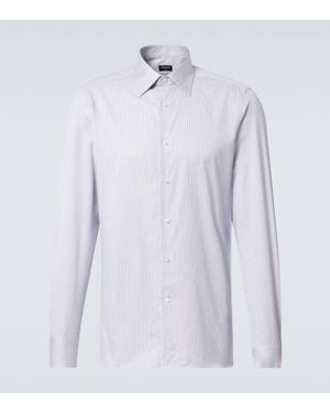 ZEGNA Striped Cotton Shirt - Blue