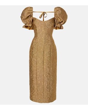 Markarian Farrah Floral Brocade Midi Dress - Metallic