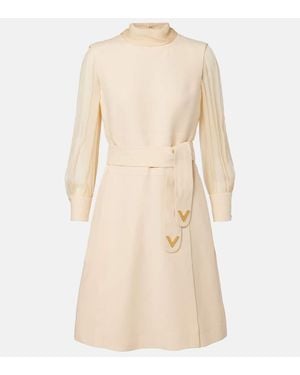 Valentino Wool And Silk Crepe Couture Minidress - Natural