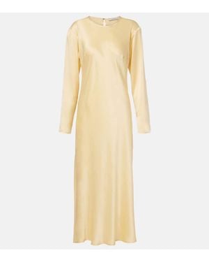 Asceno Salina Silk Charmeuse Midi Dress - Natural