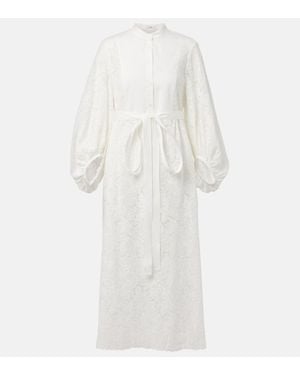 Erdem Embroidered Cotton Lace Midi Dress - White