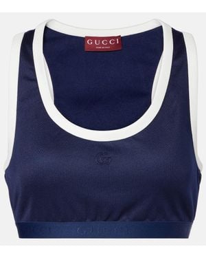 Gucci Double G Jersey Top - Blue