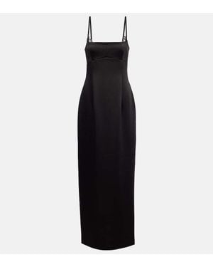 SIR. Robe Poppy Column Aus Satin Mit Spitze - Schwarz