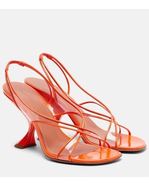 AMINA MUADDI Lena 90 Leather-Trimmed Mules - Red
