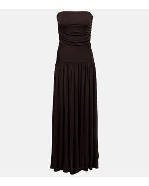 STAUD Mariana Shirred Jersey Maxi Dress - Black
