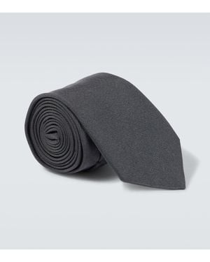 Prada Logo Silk Tie - Grey