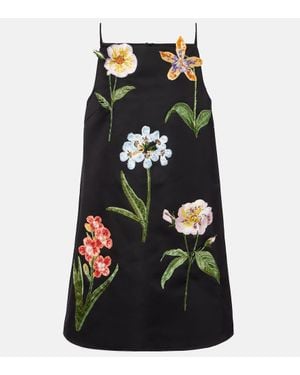 LEO LIN Robe Leia En Soie A Fleurs - Noir